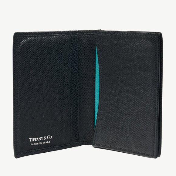 Tiffany & Co. Black Grained-Leather Bifold Card Holder - Picture 1 of 5
